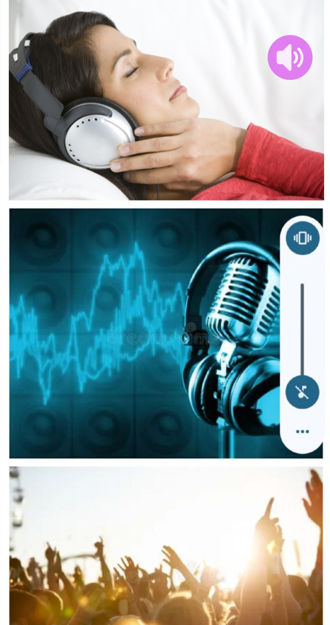 Screenshot of Volume Control app showing floating button UI