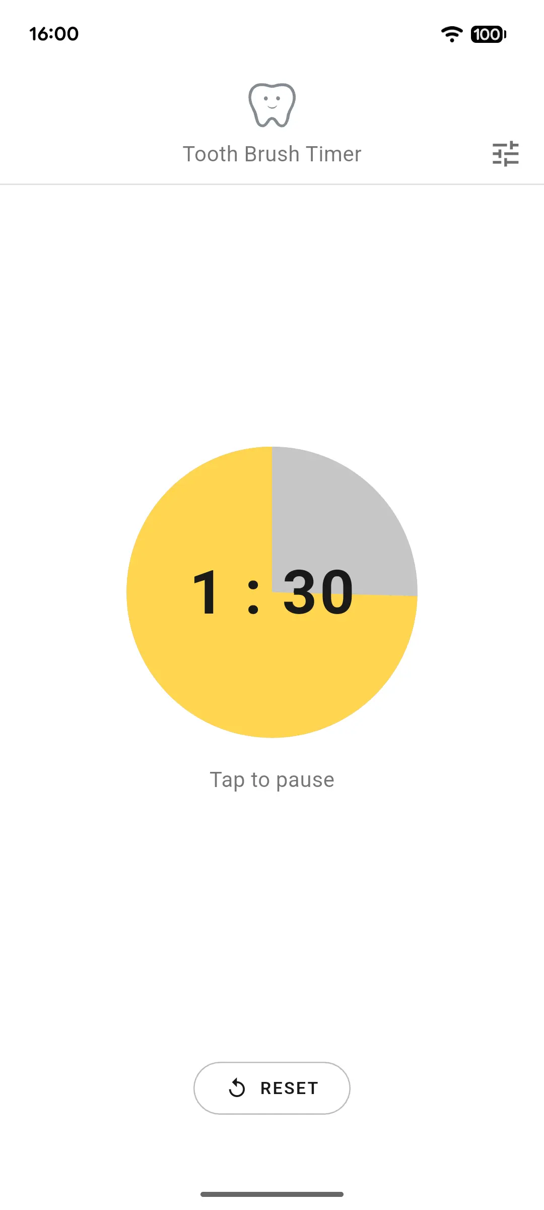 Brush Timer settings screen