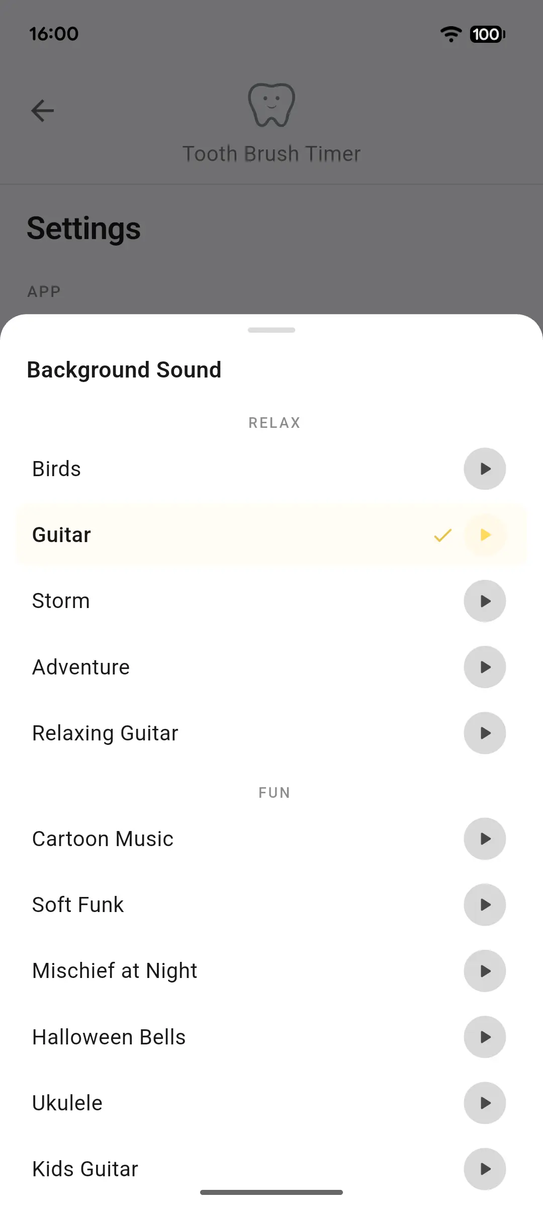 Brush Timer brushing-in-progress screen